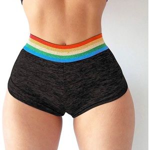RAINBOW WAIST BOOTY SHORTS